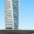 Modern Tall Office Building With Glass Facade And Urban Architectural Design
