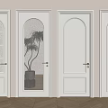 Modern White Interior Hinged Doors With Various Glass Designs And Elegant Frames 3d model
