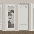 French Single Door Cream Wind Single Door Swing Door 3d model