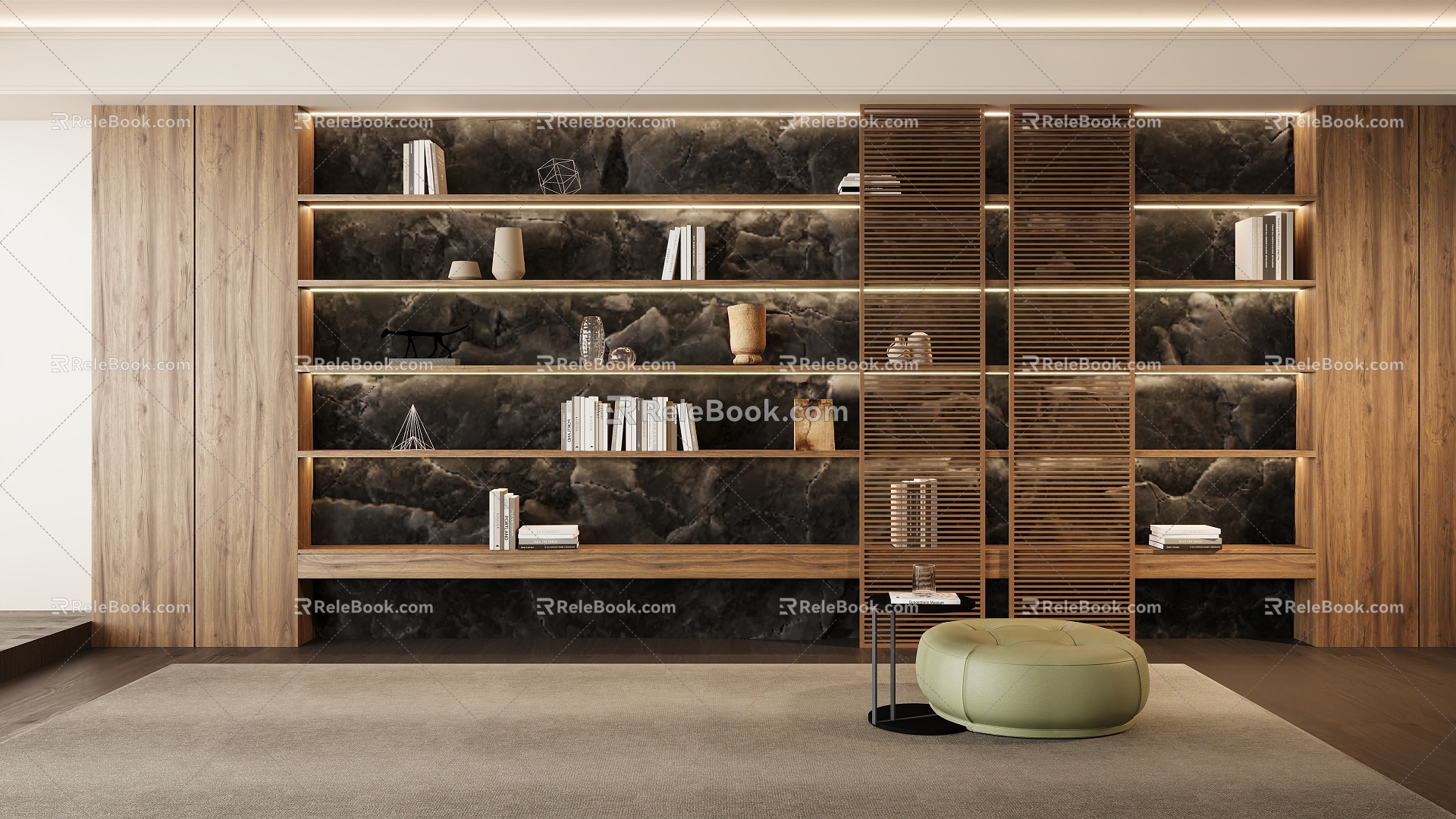 Open bookcase bookshelf 3d model