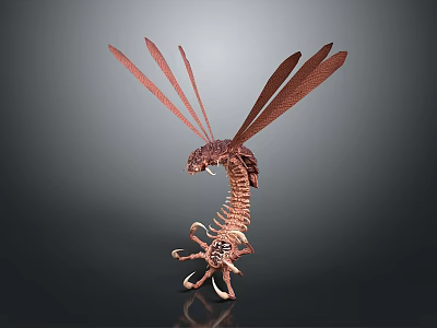 Intricate Dragonfly Inspired Sculpture With Skeleton Like Body And Detailed Wings 3d model