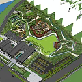 Residential Landscape Design With Sports Courts Play Area Green Trees And Paths