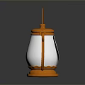 Copper Frame Lantern With White Glass Shade And Decorative Handle