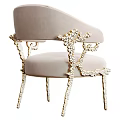 Elegant Accent Chair With Beige Upholstery And Gold Carved Frame