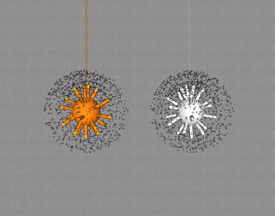 Unique Shaped Pendant Lights in Orange and White with Radiant Decorative Design 3d model