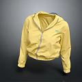 Yellow Lightweight Hooded Jacket With Zip Closure And Cuffed Sleeves 3d model