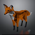 Orange Low Poly Fox 3D Model With Black Ears Legs And White Tail Tip