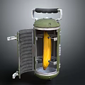 Yellow Banana Securely Held Inside Open Green Protective Storage Container With Handle 3d model