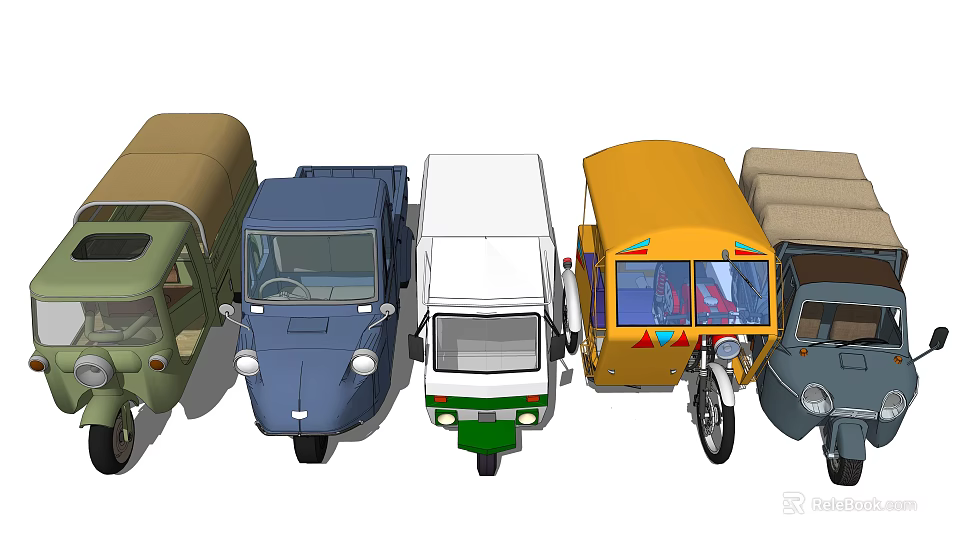 Various Colored Tricycles With Different Styles And Vintage Modern Features 3d model 