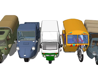 Various Colored Tricycles With Different Styles And Vintage Modern Features 3d model