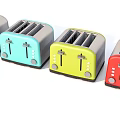 Colorful Toasters As Stylish Modern Kitchen Appliances In A Row