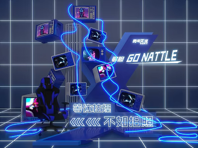 Cyberpunk Style Photo Spot With Multiple Screens And Neon Lights 3d model