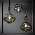 Three Modern Glass Pendant Lights with Unique Layered Design Hanging Decorative Lighting