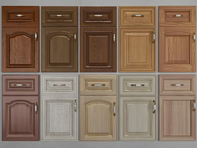 Various Wooden Cabinet Doors With Different Colors And Design Styles 3d model