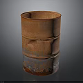 Rusty Metal Barrel With Orange Gray Rusted Surface Cylindrical Shape And Worn Base