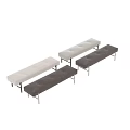 Modern Upholstered Bench Design With Gray Padded Seat And Black Metal Legs