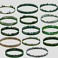 Circular Scenery Patterns With Various Green Vegetation And Different Landscape Designs 3d model