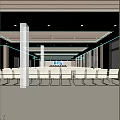 Modern Spacious Conference Room With White Chairs Long Table And Large Bright Windows