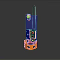 Electronic Device With Blue Casing Orange Base And Internal Components