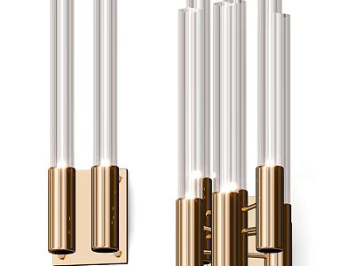 Modern Elegant Wall Lamps With Glass Tubes And Gold Metal Design 3d model