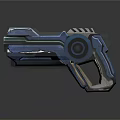 Futuristic Sci Fi Weapon With Blue Glowing Circular Element And Metallic Texture 3d model