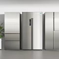 Modern Silver Refrigerators And Freezers With Stainless Steel Finish Side By Side In Minimalist Interior