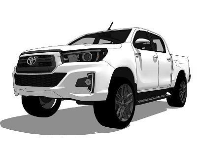 White Toyota Pickup Truck With Double Cab And Stylish Exterior Design 3d model