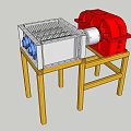 Industrial Mechanical Device With White Red Components On Wooden Stand