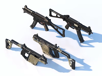 Modern Tactical Assault Rifles With Black Camo Patterns And Various Designs 3d model