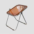 Modern Leisure Chair With Amber Transparent Seat And Sleek Chrome Metal Frame