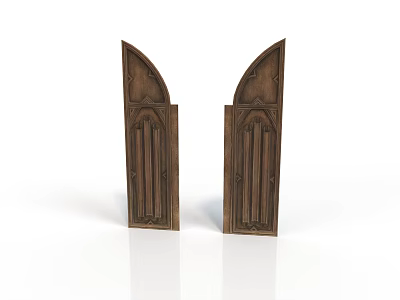 Gothic Style Wooden Decorative Panels With Arched Tops And Carved Patterns 3d model