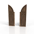 Gothic Style Wooden Decorative Panels With Arched Tops And Carved Patterns