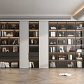 Modern Multi Compartment Bookcase With Books Decorative Items And Built In Lighting In Interior
