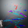 Projection Monitoring Silver Device With Colorful Light Rays And Geometric Patterns