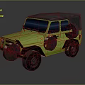 Bright Yellow Vintage Off Road Car With Black Soft Top And Classic Design