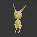 White Mechanical Robot Character Resembling Rabbit With Long Ears Red Eye And Spotted Body
