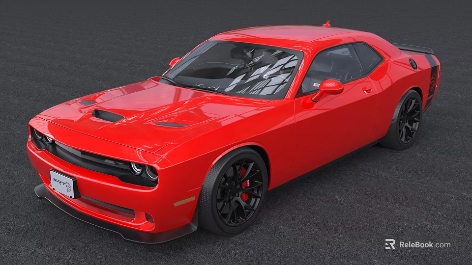 Red Muscle Car With Sleek Exterior Design And Black Alloy Wheels 3d model 