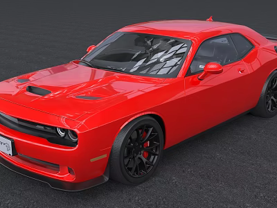 Red Muscle Car With Sleek Exterior Design And Black Alloy Wheels 3d model