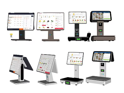 Commercial POS Equipment with Touch Screen Displays and Multiple Retail Business Models 3d model