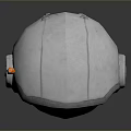 Futuristic Weapon Helmet With Silver Shell Black Visor And Orange Antenna Design