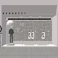 Minimalist Style Window Clothing Store Window Meichen Door Head Facade Studio Dupont Paper Light Box Clothing Shelf Selfie Stick 3d model
