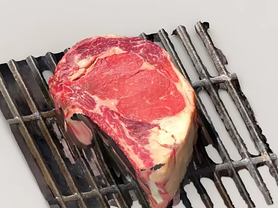 Juicy T bone Steak On Hot Grill With Perfect Marbling And Fresh Appearance 3d model