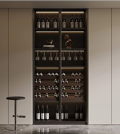 017 Wine Cabinet Modern Wine Cabinet 3d model