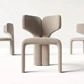 Modern Textured Fabric Accent Chairs With Unique Backrest And Sculptural Leg Design