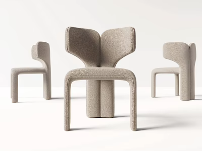 Modern Textured Fabric Accent Chairs With Unique Backrest And Sculptural Leg Design 3d model
