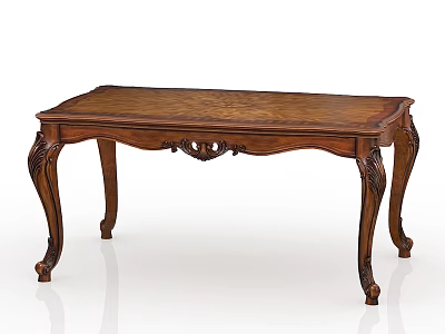 Classic Solid Wood Dining Table With Intricate Carved Legs And Polished Wooden Surface 3d model