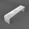 Modern Wooden Public Bench With Wavy Striped Seat And Sleek Structure