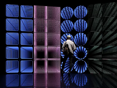 Commercial LED Panel Equipment With Blue Purple Lights And Geometric Interactive 3d model