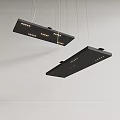 Modern Black Rectangular Pendant Lights With LED Bulbs Hanging From Ceiling 3d model