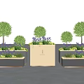 Modern Outdoor Tree Planter Design Featuring Green Trees And Purple Flowers